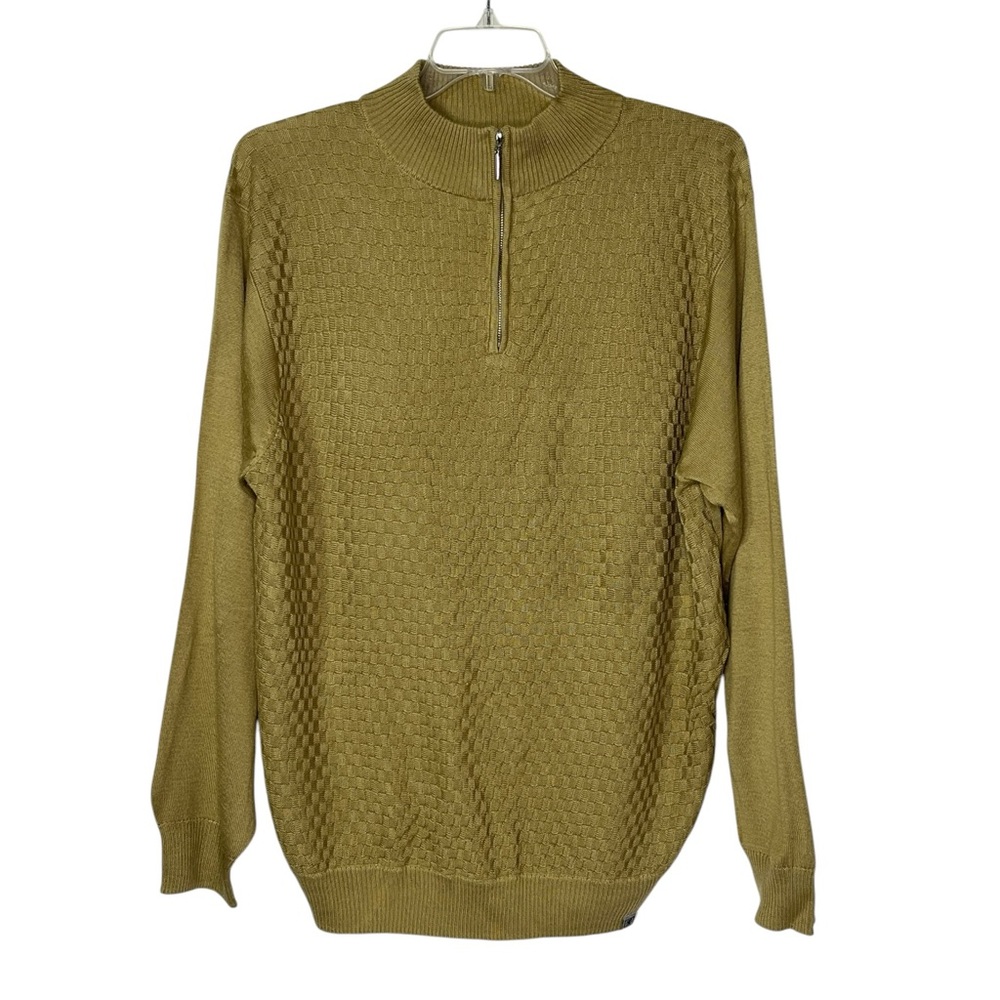 Stacy Adams Men's Large Quarter Zip Pullover‎ Long Sleeve Tan Sweater